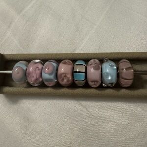 Trollbead pink and blue glass beads